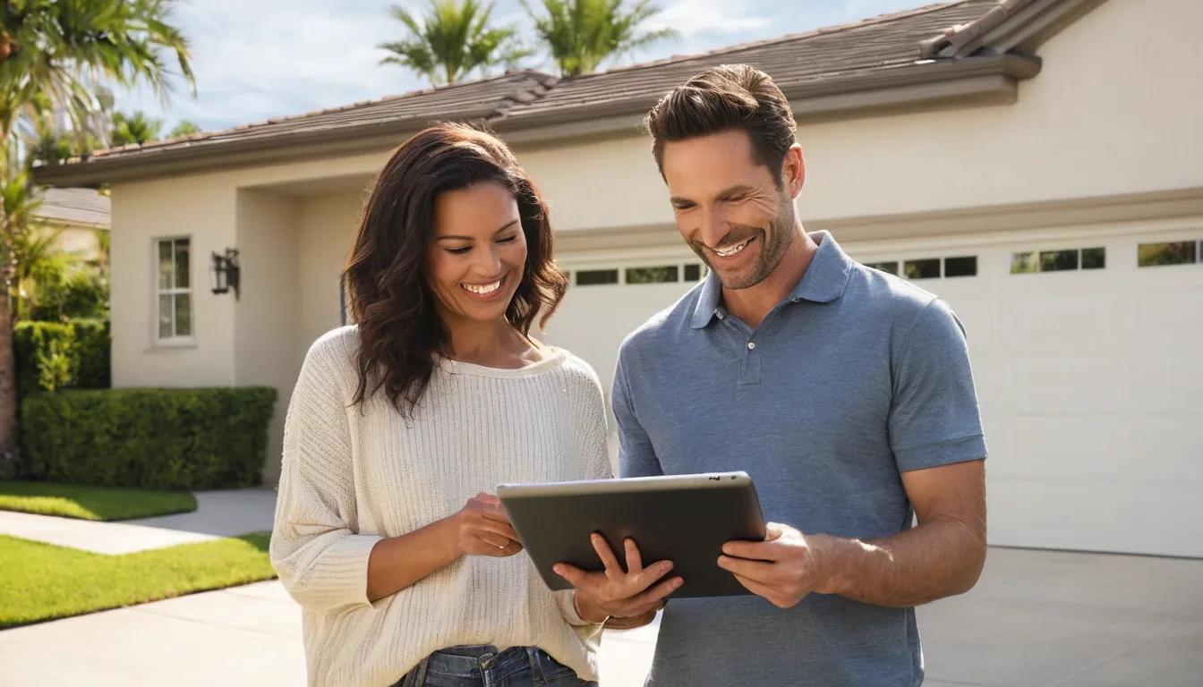 A homeowner discussing a garage door estimate with a local provider in the Deerfield Beach area